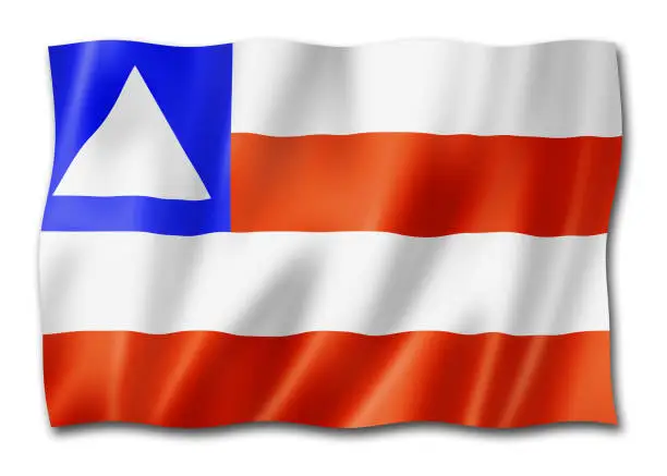 Bahia state flag, Brazil waving banner collection. 3D illustration