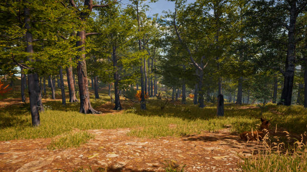 istock Landscape to illustrate sustainable development goals, and ecosystem protection. An immersive natural environment 3D render 1446168784