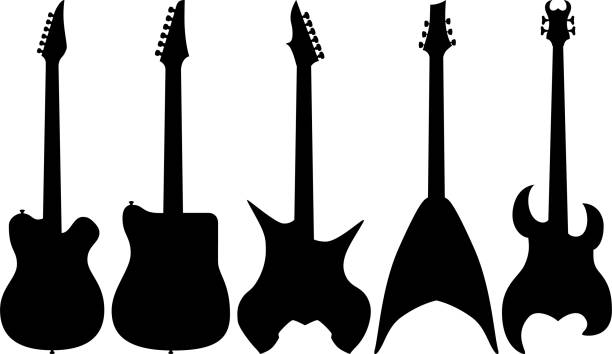 generische gitarrensilhouetten - elektrogitarre stock-grafiken, -clipart, -cartoons und -symbole