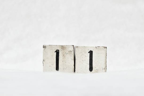 istock 11 calendar date number, white winter background copy space 1446170289