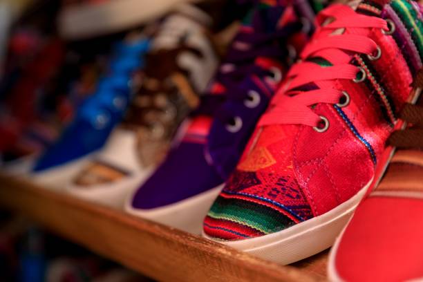 istock Selective focus shot of Peruvian traditional shoe designs 1446172959