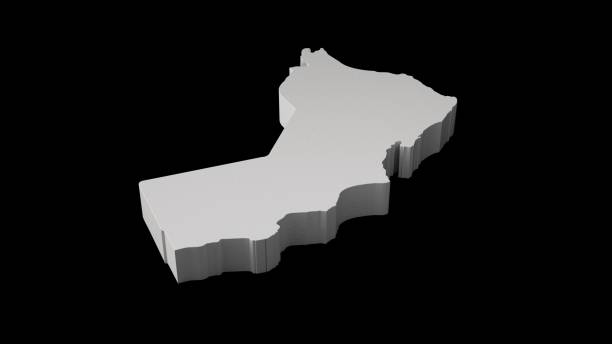 istock 3D rendering of Oman map on black background 1446178436
