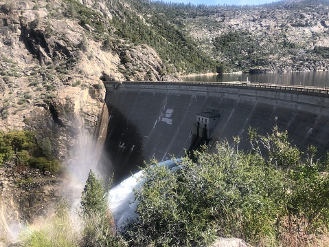The gushes of water from Hetch Hetchy dam in California, USA