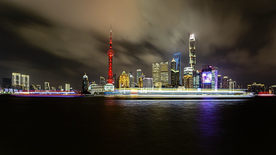 Shanghai, China – July 01, 2021: A Time-lapse photograph at the celebration party for the centennial of the founding of the CPC