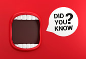 Red Mouth And Speech Bubble With Did You Know? Message