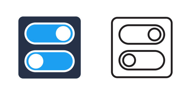 켜기 및 끄기 토글 스위치 아이콘 - sliding control panel control playing stock illustrations