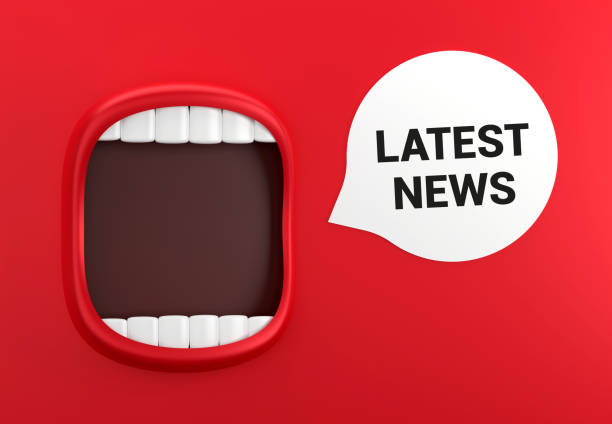 istock Red Mouth And Speech Bubble With Latest News Message 1446180949