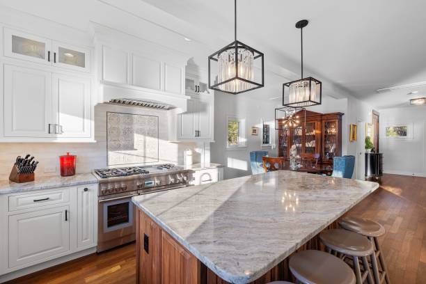 istock White marble table against the white kitchen with small windows 1446182639