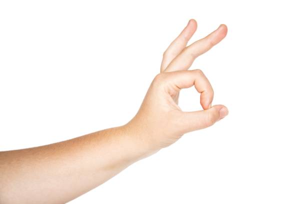 istock Closeup of a hand gesture ok isolated on a white background 1446182782