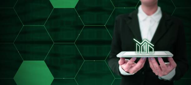 istock Man Standing Holding Tablet And Pressing On Virtual Button. Business Man Carrying Pad Tapping Switch 1446184561