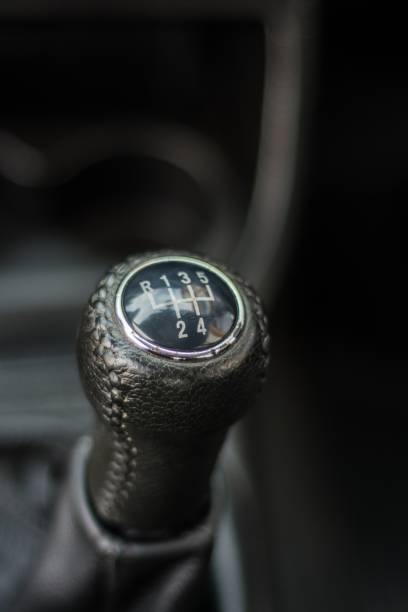 istock Vertical closeup shot of a black shift knob 1446187591