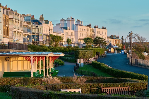 Broadstairs, United Kingdom – November 12, 2022: The beautiful Victoria Gardens in the cliff top of Broadstairs, Kent, United Kingdom