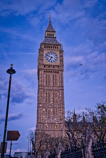 A vertical shot of the Big Ben. London, England