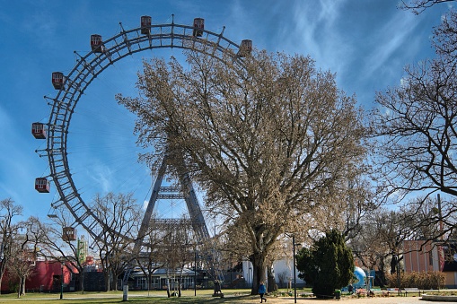 Vienna, Austria – April 27, 2022: A closeup shot of Viennese Giant Ferris Wheel in Austria