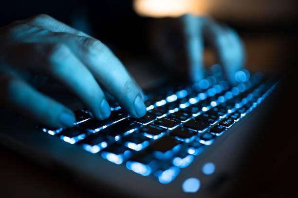 istock Businessman Typing Recent Updates On Lap Top Keyboard On Desk. Executive Inserting  Data Into Pc. 1446193755
