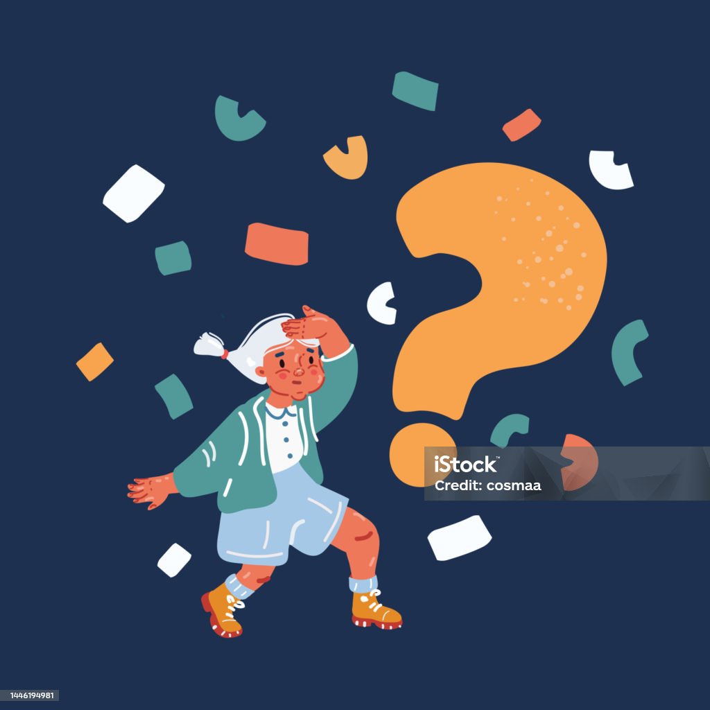 Phim Hoạt Hình Vector Minh Họa Của Cô Gái Nhỏ Dễ Thương Suy Nghĩ ...