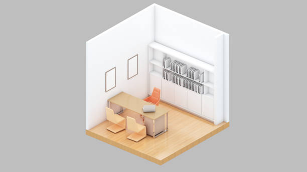 istock Isometric view of a manager room,office space,working room, 3d rendering. 1446195030