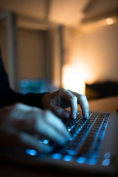 istock Businessman Typing Recent Updates On Lap Top Keyboard On Desk. Executive Inserting  Data Into Pc. 1446196786
