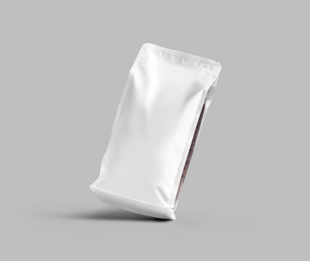 istock Template of white gusset packaging with transparent inserts on the sides, pouch with coffee beans, for presentation, design, branding. 1446197929