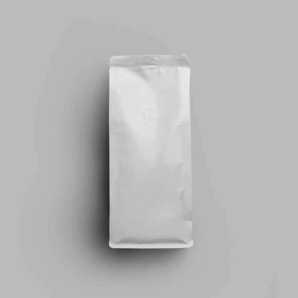 istock White coffee pouch gusset template, top view, doypack with degassing valve, pack isolated on background. 1446198775