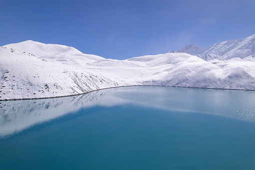 Tilicho Lake  highest altitude glacier lake in the world. High-mountain karovoe lake in Nepal. It is located in the central Himalayas at an altitude of 4919 m above sea level at the northern slope of Tilicho Peak