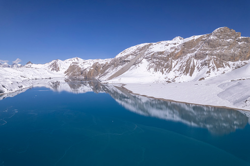 Tilicho Lake  highest altitude glacier lake in the world. High-mountain karovoe lake in Nepal. It is located in the central Himalayas at an altitude of 4919 m above sea level at the northern slope of Tilicho Peak