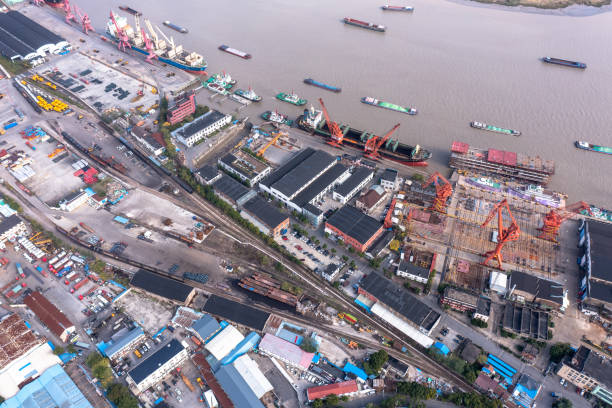 istock Aerial view, bulk cargo terminal and cargo ships in Shanghai, China 1446202730