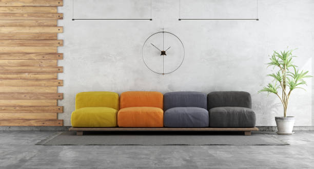 istock Minimalist living room with colorful sofa 1446202928