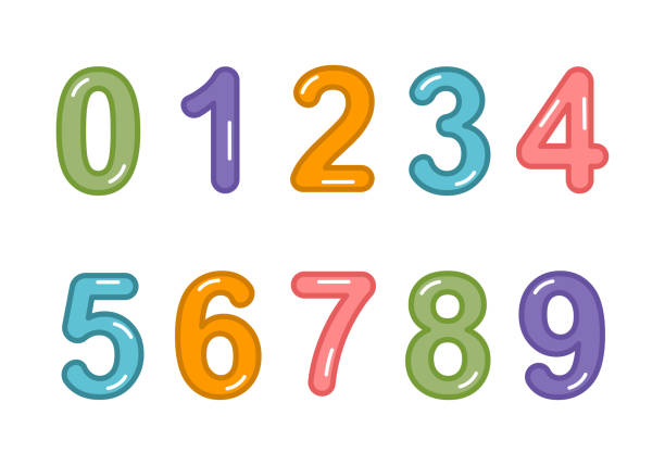 istock Cute number set of 0 to 9 in flat design on white background. 1446209866