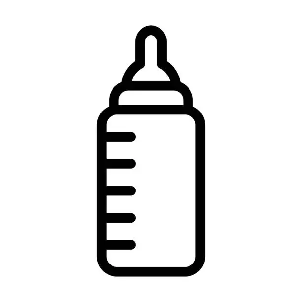 Vector illustration of Baby Bottle Thick Line Icon