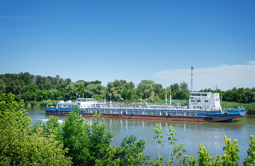 River oil tankers in Volga river, Russia