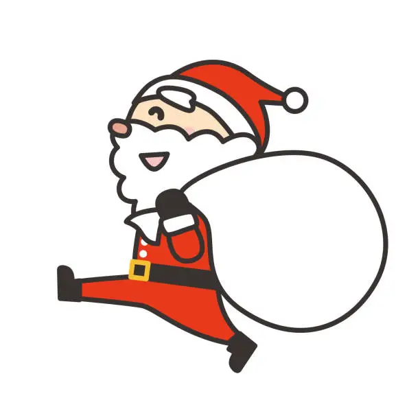 Vector illustration of Illustration of Santa Claus walking with a gift bag