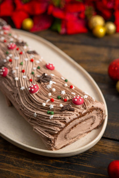 Traditional Christmas  log cake.