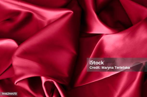 Fabric Background In Burgundy Color Color Of 2023 Viva Magenta Stock Photo - Download Image Now