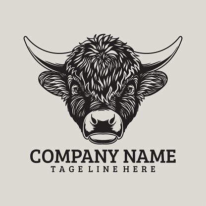 Bull head vintage logo vector illustration for your company or brand