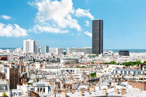 Paris cityscape, view on Montparnasse quarter. France
