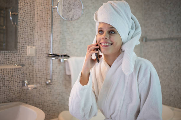 istock Young serene relaxed woman in spa 1446245933