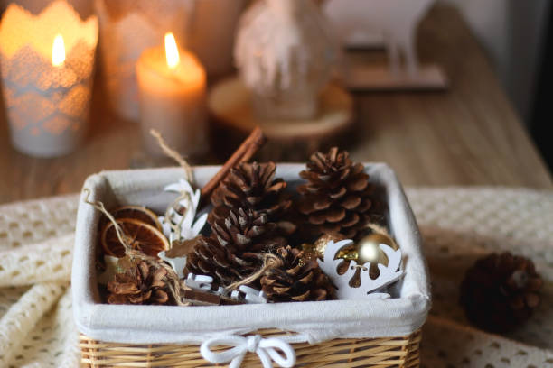 istock Pine Cones, Christmas Decorations and Candles 1446247002