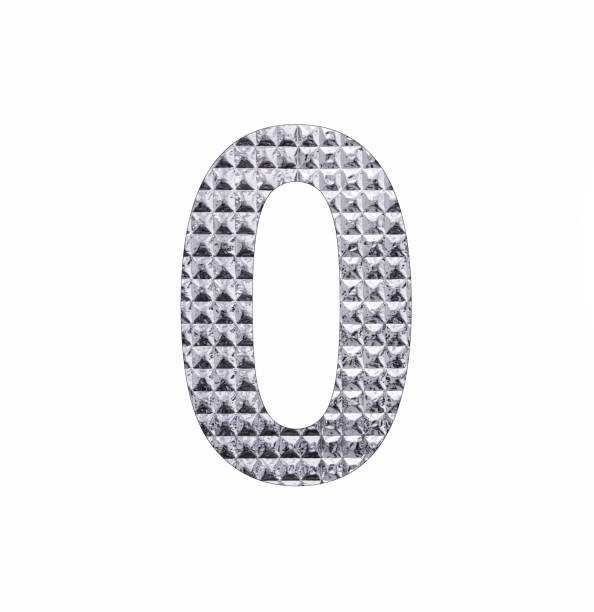 istock Number 0 - Digit zero in textured silver shiny paper 1446249903