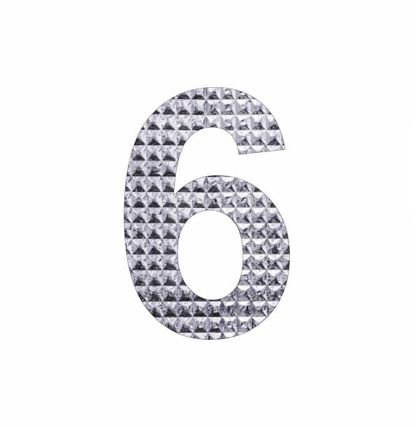 istock Number 6 - Digit six in textured silver shiny paper 1446249995