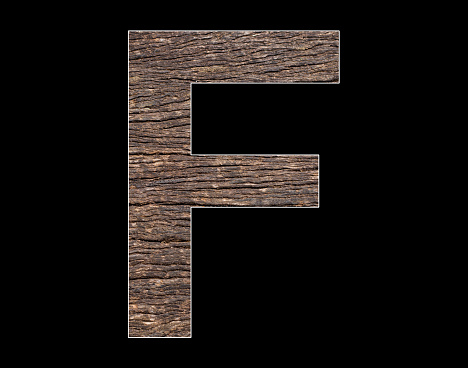 Uppercase letter F of the alphabet - Rustic tree cortex texture