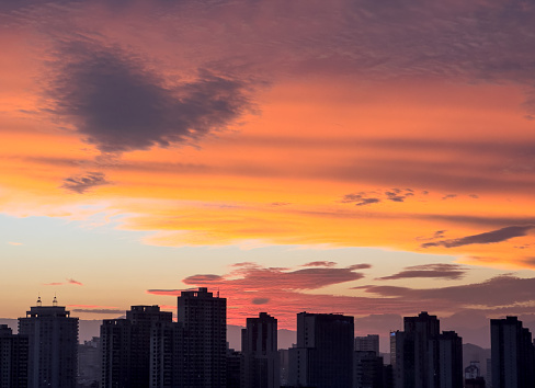 city skyline at sunset