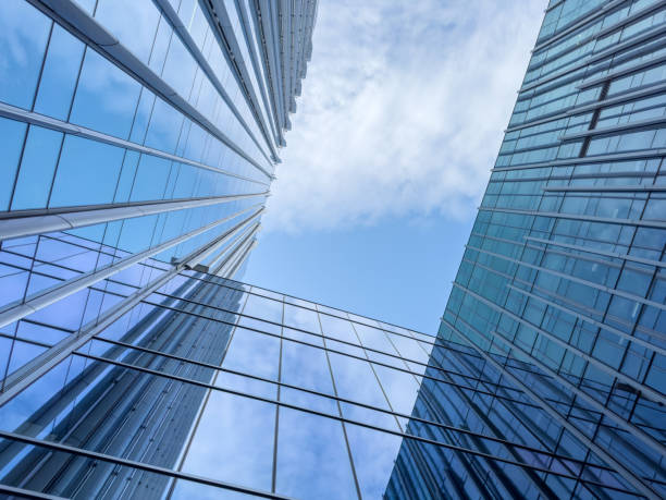 istock Low angle view of glass exterior building 1446252443
