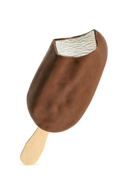 istock Bitten popsicle ice cream bar with chocolate coating isolated on white. 1446257908