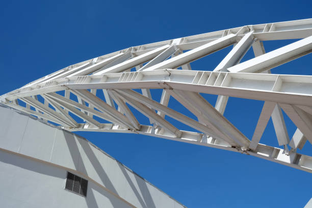 Modern Metal Pole of Stadium Roof Construction.