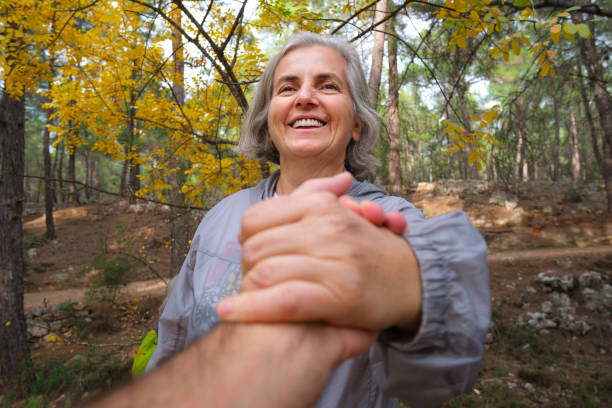 istock Woman handshake with positive emotion 1446265815