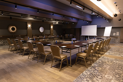 Big modern conference hall in luxury hotel.