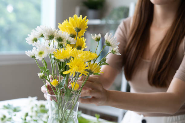 istock young woman arranging flower on the table 1446267236