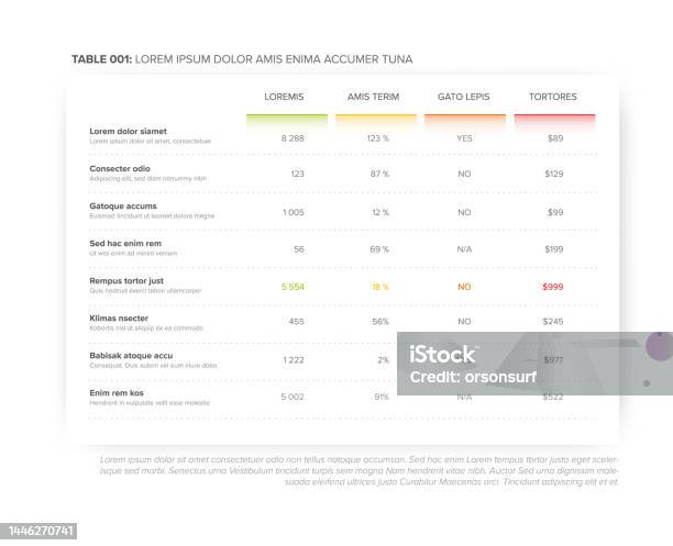 Simple Light White Stylized Data Table Layout Template Stock ...
