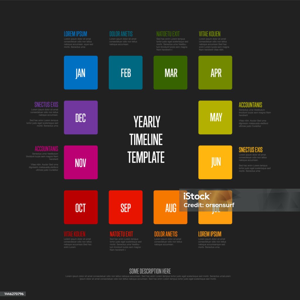 Timeline Background Abstract Full Year Dark Timeline Template Made From Squares Stock Illustration ...